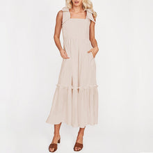 Load image into Gallery viewer, Plain Lace-Up Ruffle Dress