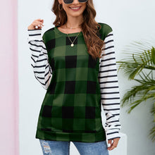 Load image into Gallery viewer, Plaid Stripe Crew Neck Sweatshirt