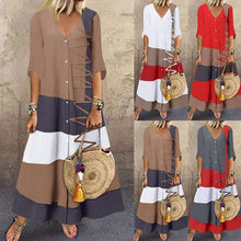 Load image into Gallery viewer, Loose V-Neck Cotton Dress