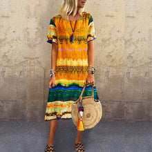 Load image into Gallery viewer, Vintage Ethnic Print Round Neck Dress