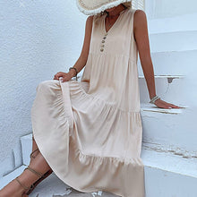 Load image into Gallery viewer, Button Detail Layered Hem Smock Dress