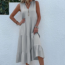 Load image into Gallery viewer, Button Detail Layered Hem Smock Dress