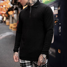 Load image into Gallery viewer, Men's Muscle T Shirts Long Sleeve Quarter Zip Polo Shirts