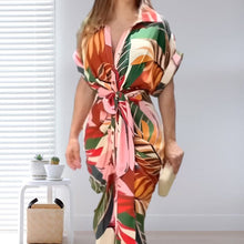 Load image into Gallery viewer, Printed Lapel Shirt Dress