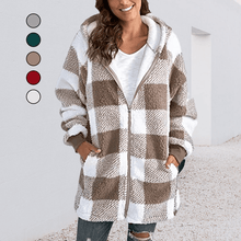 Load image into Gallery viewer, Hoodie Plaid Loose Overcoat