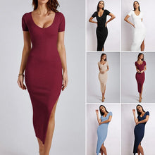 Load image into Gallery viewer, Sexy Crew Neck Tight Slit Long Dress