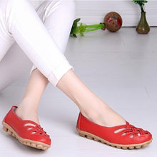 Load image into Gallery viewer, Hollow-Out Split Leather Slip-On Women's Flats