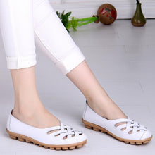 Load image into Gallery viewer, Hollow-Out Split Leather Slip-On Women's Flats