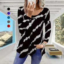 Load image into Gallery viewer, Striped Print Loose Long Sleeve T-Shirt