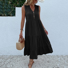 Load image into Gallery viewer, Button Detail Layered Hem Smock Dress