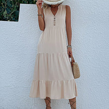 Load image into Gallery viewer, Button Detail Layered Hem Smock Dress