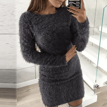 Load image into Gallery viewer, Round Neck Plush Dress