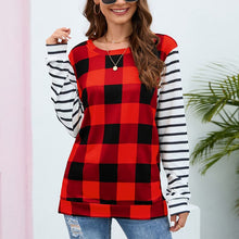 Load image into Gallery viewer, Plaid Stripe Crew Neck Sweatshirt
