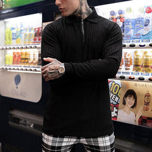 Load image into Gallery viewer, Men's Muscle T Shirts Long Sleeve Quarter Zip Polo Shirts