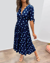 Load image into Gallery viewer, Deep V-neck polka-dot dress