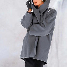 Load image into Gallery viewer, Round Neck Loose Hooded Woolen Coat