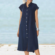 Load image into Gallery viewer, Women's Button-down Cotton Linen Loose Dress