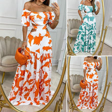 Load image into Gallery viewer, Printed Cutout Lace-Up Dress