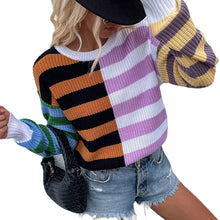 Load image into Gallery viewer, Striped Loose Crewneck Knit Sweater