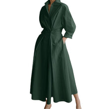 Load image into Gallery viewer, Women's Solid Pocket Button Lapel Long Sleeve Maxi Shirt Casual Dress