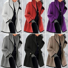 Load image into Gallery viewer, Hooded Color Block Woolen Coat
