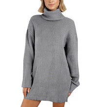 Load image into Gallery viewer, Women's Turtleneck Knit Long Sleeve Chunky Loose Sweater Dress