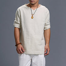 Load image into Gallery viewer, Men's Long-sleeved V-neck Linen Loose Shirt