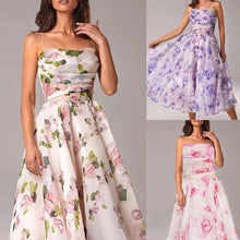 Load image into Gallery viewer, Elegant Print Suspender Dress