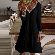 Load image into Gallery viewer, Long-sleeved Dress with V-neckline
