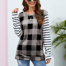 Load image into Gallery viewer, Plaid Stripe Crew Neck Sweatshirt