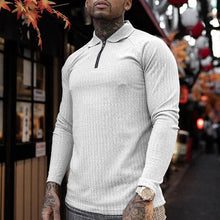 Load image into Gallery viewer, Men's Muscle T Shirts Long Sleeve Quarter Zip Polo Shirts