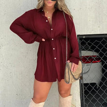 Load image into Gallery viewer, Women's Solid Color Long Sleeve Shirt Suit