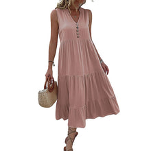 Load image into Gallery viewer, Button Detail Layered Hem Smock Dress