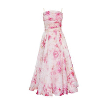Load image into Gallery viewer, Elegant Print Suspender Dress