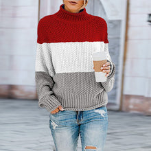 Load image into Gallery viewer, Thick Line Colorblock Turtleneck Sweater