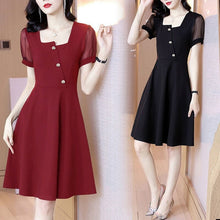 Load image into Gallery viewer, Square Neck Mesh Short Sleeve Dress