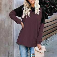 Load image into Gallery viewer, Round Neck Long Sleeve Color Block T-Shirt