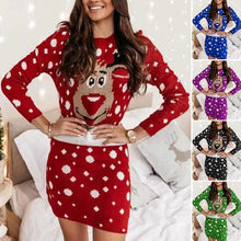 Load image into Gallery viewer, Christmas Print Sweater Dress