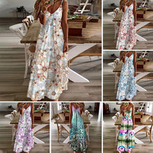 Load image into Gallery viewer, Women's V-neck Print Loose Slip Dress