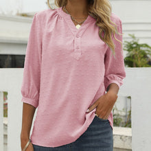 Load image into Gallery viewer, Stand Collar Mid Sleeve Shirt