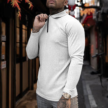 Load image into Gallery viewer, Men's Muscle T Shirts Long Sleeve Quarter Zip Polo Shirts