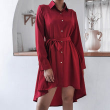 Load image into Gallery viewer, Asymmetric Pleated Casual Shirt Dress
