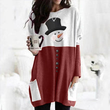 Load image into Gallery viewer, Christmas Snowman Print Long Sleeve Dress