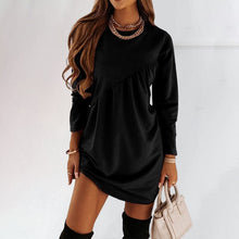 Load image into Gallery viewer, Solid Color Long Sleeved Irregular Crewneck Dress