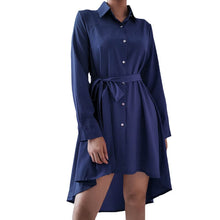 Load image into Gallery viewer, Asymmetric Pleated Casual Shirt Dress