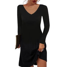 Load image into Gallery viewer, Solid Color Casual Deep V Dress