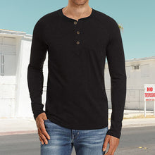 Load image into Gallery viewer, Henley Pullover Long Sleeve T-Shirt