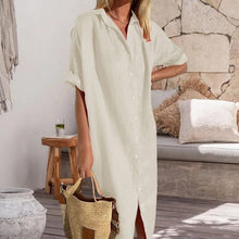 Load image into Gallery viewer, Cotton Linen Long Button Skirt