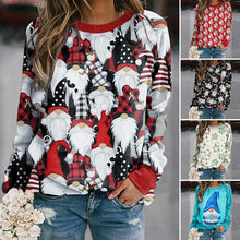 Load image into Gallery viewer, Christmas Print Crewneck Long Sleeved Fleece Sweatshirt