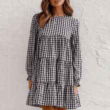 Load image into Gallery viewer, Round Neck Plaid Dress